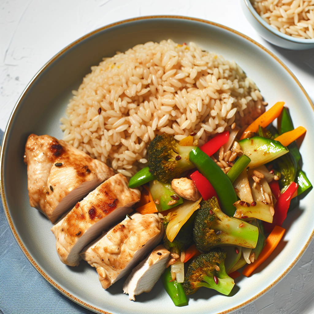 Csirkemell wok zöldségekkel és barna rizzsel