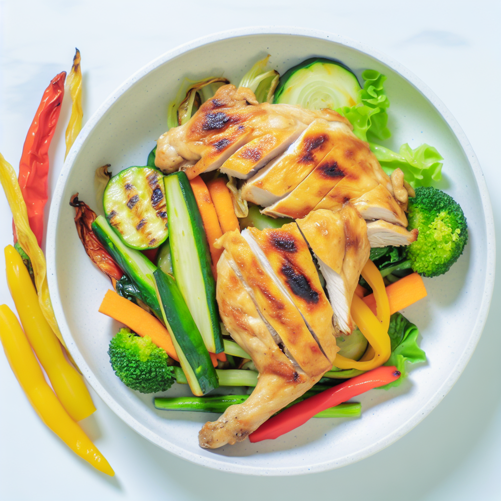 Grillcsirke zöldségekkel ebédre